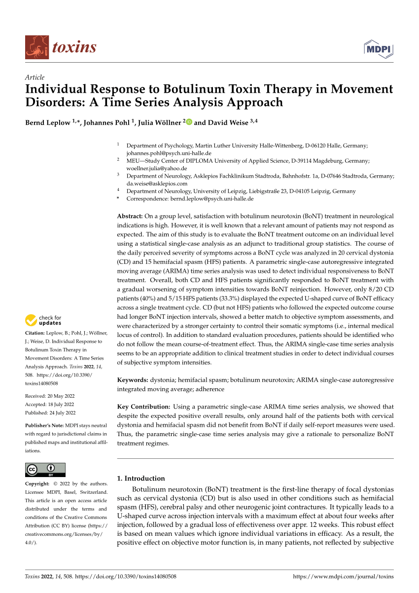 Pdf Individual Response To Botulinum Toxin Therapy In Movement Disorders A Time Series 8831