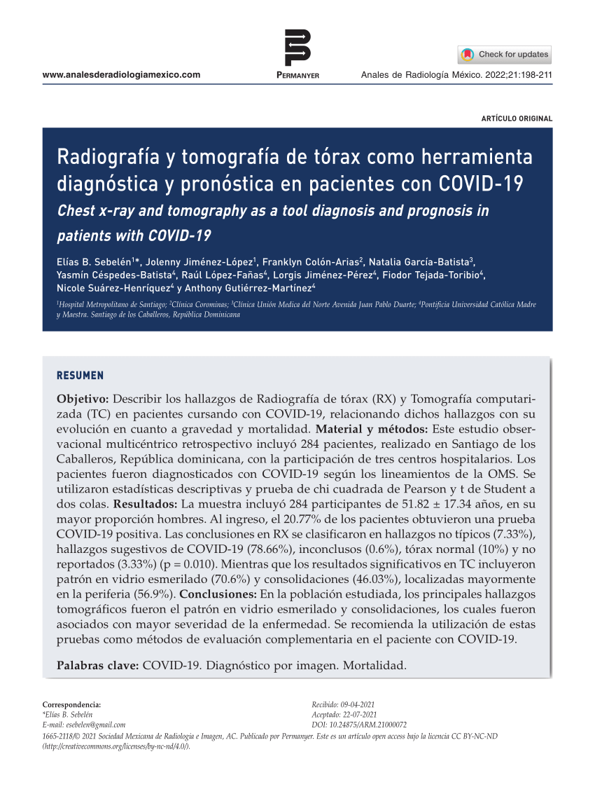 PDF Radiografía y tomografía de tórax como herramienta diagnóstica y pronóstica en pacientes