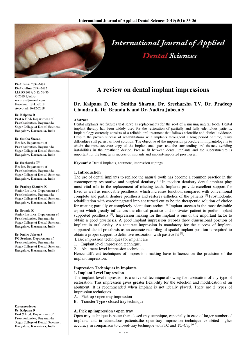 (PDF) A review on dental implant impressions