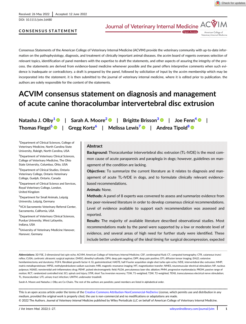 (PDF) ACVIM consensus statement on diagnosis and management of acute