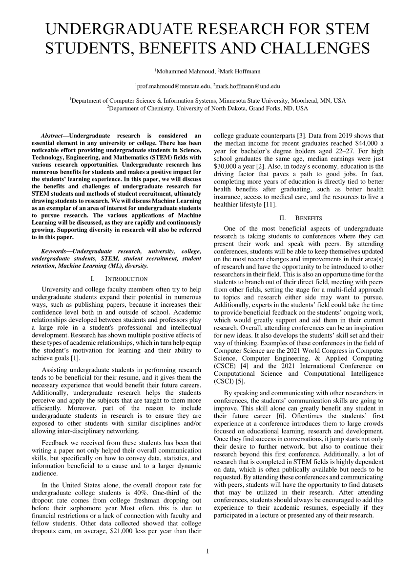 research title about stem students