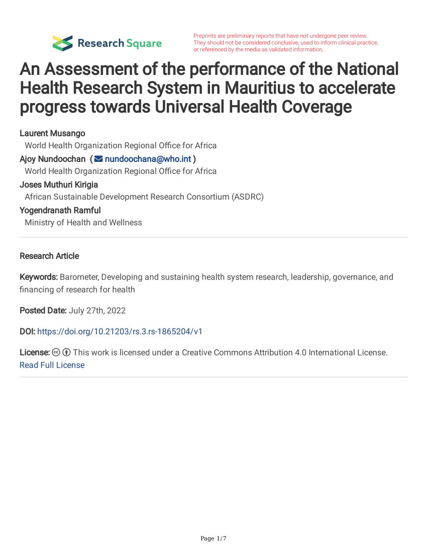 health service in mauritius essay
