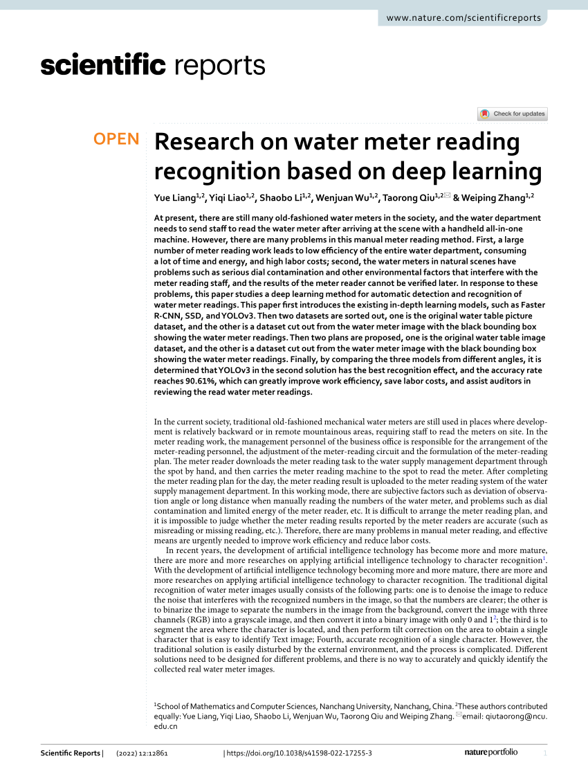 research paper on water meter