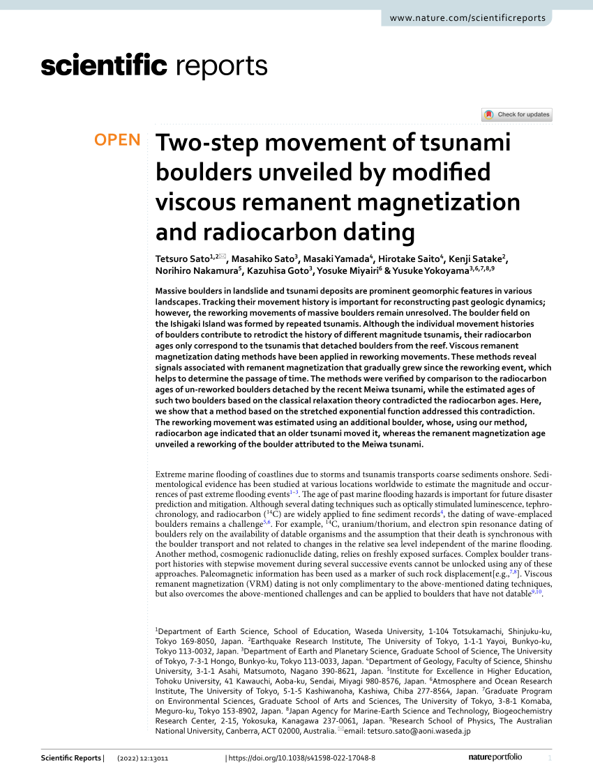 PDF) Two-step movement of tsunami boulders unveiled by modified