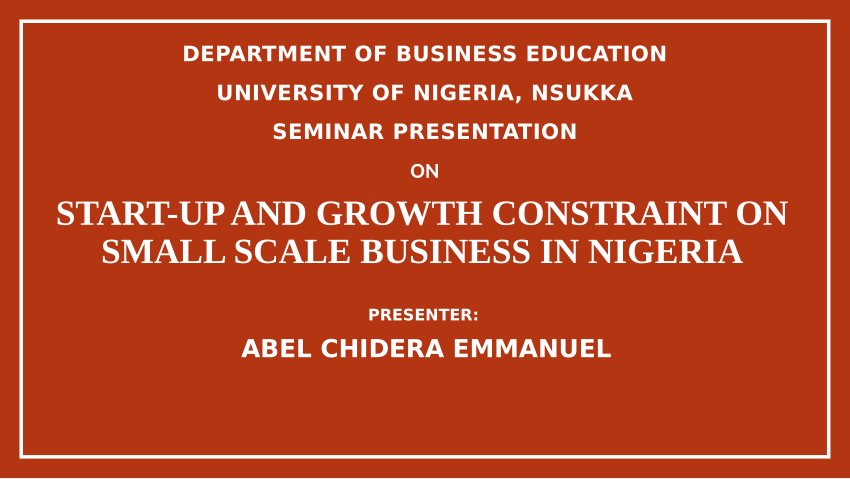 research work on problems of small scale business in nigeria