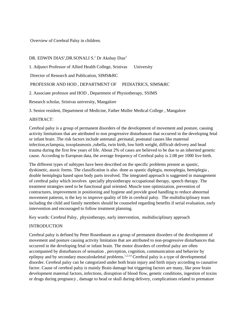 case study of cerebral palsy child