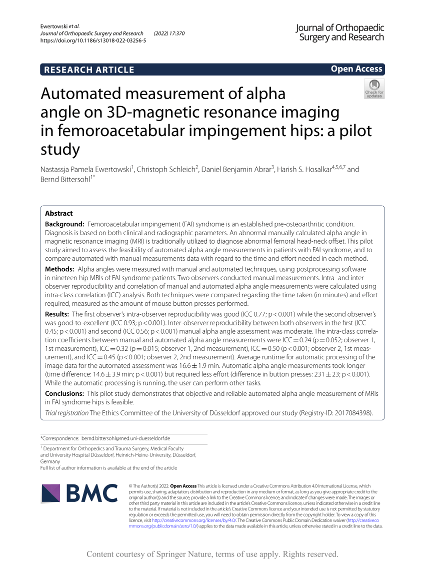 (PDF) Automated measurement of alpha angle on 3D-magnetic resonance ...