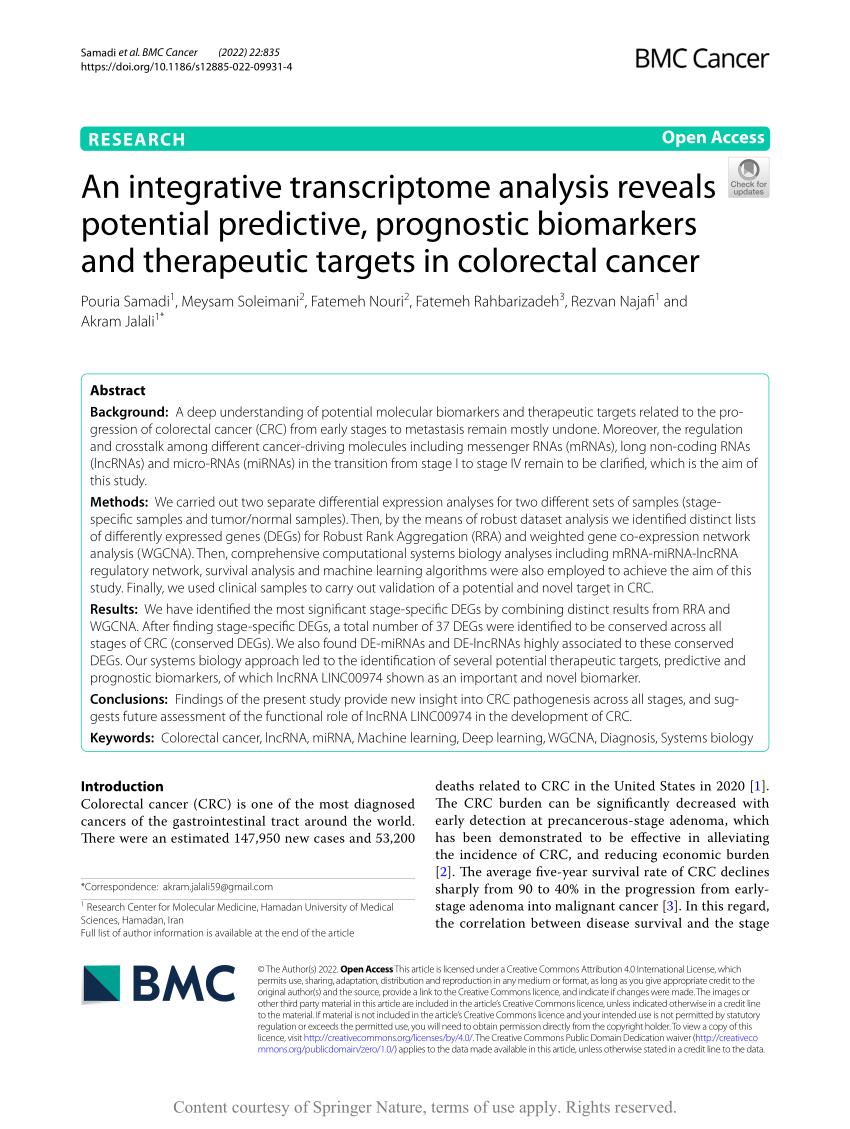 PDF) An integrative transcriptome analysis reveals potential 