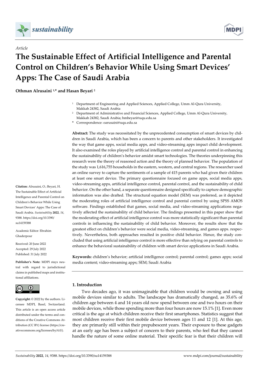 PDF) Impact of Technology Use on Behavior and Sleep Scores in Preschool  Children in Saudi Arabia