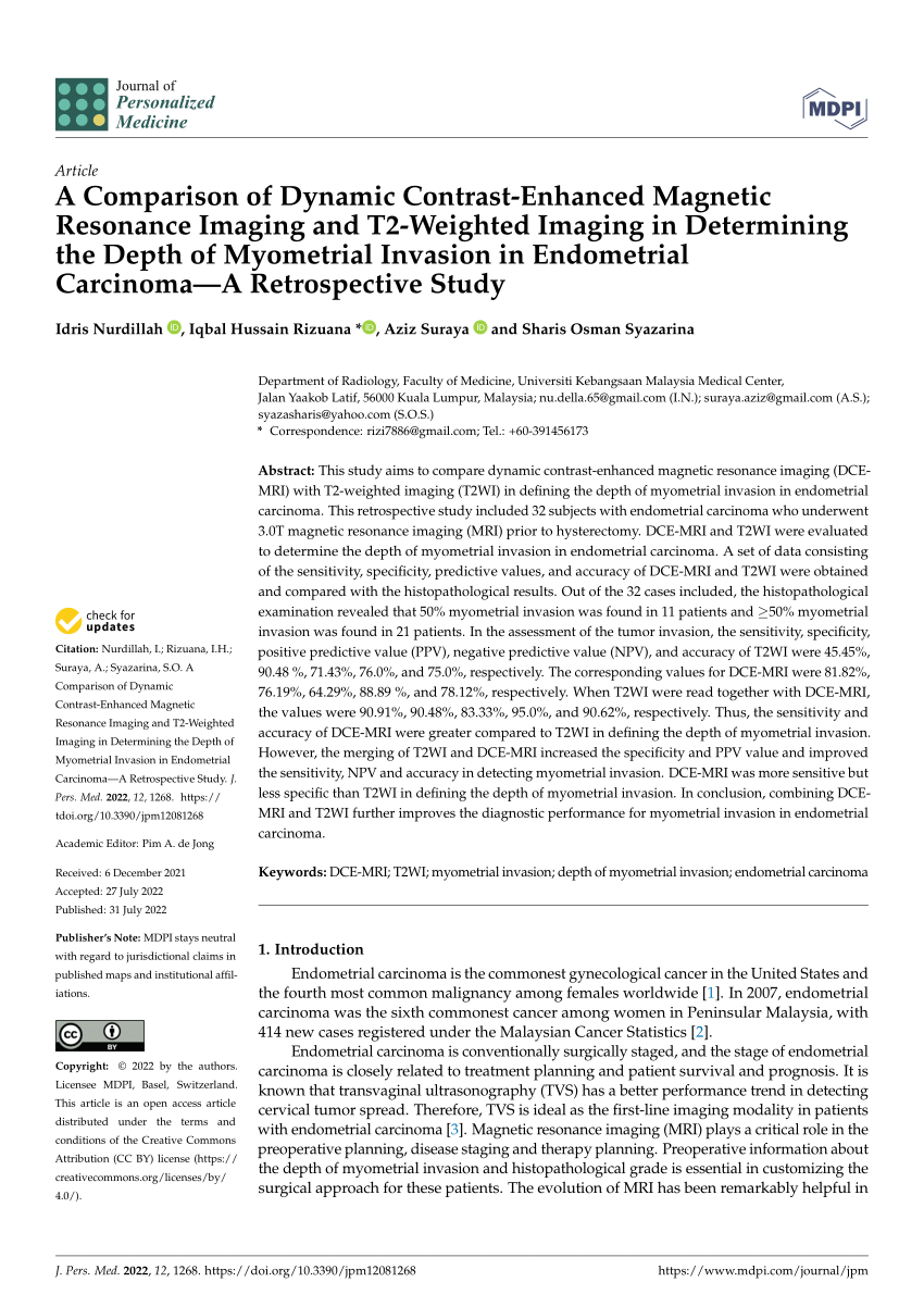 Pdf A Comparison Of Dynamic Contrast Enhanced Magnetic Resonance Imaging And T2 Weighted 