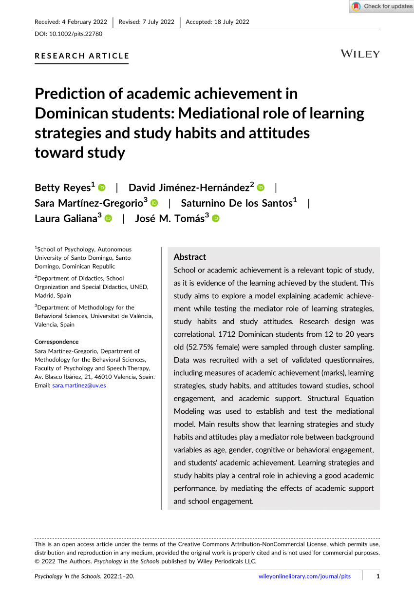(PDF) Prediction of academic achievement in Dominican students