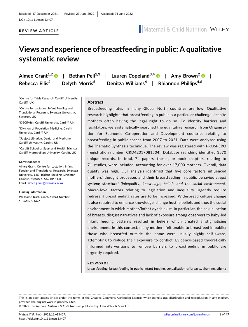 PDF) Views and experience of breastfeeding in public: A