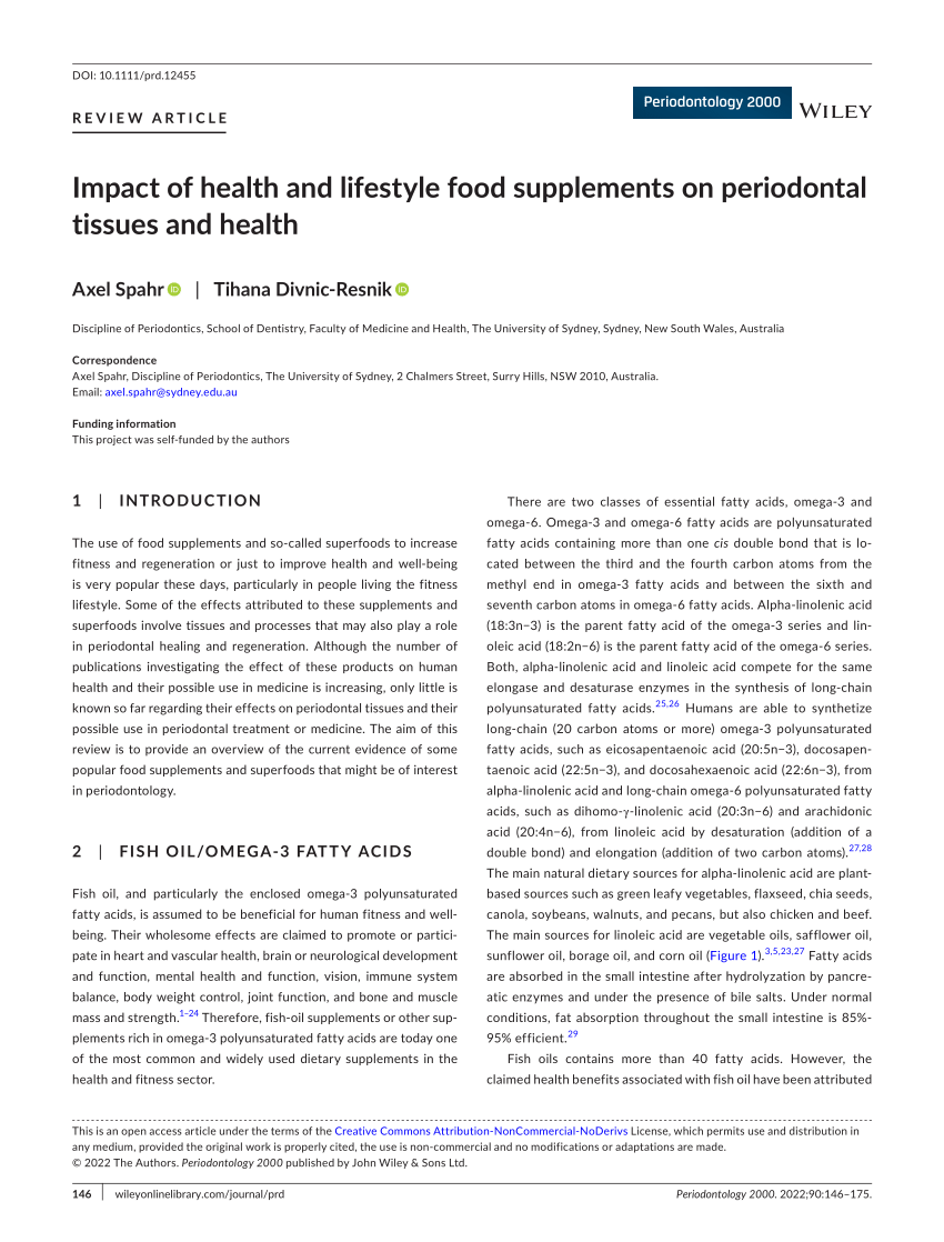 PDF) Impact of health and lifestyle food supplements on periodontal tissues  and health
