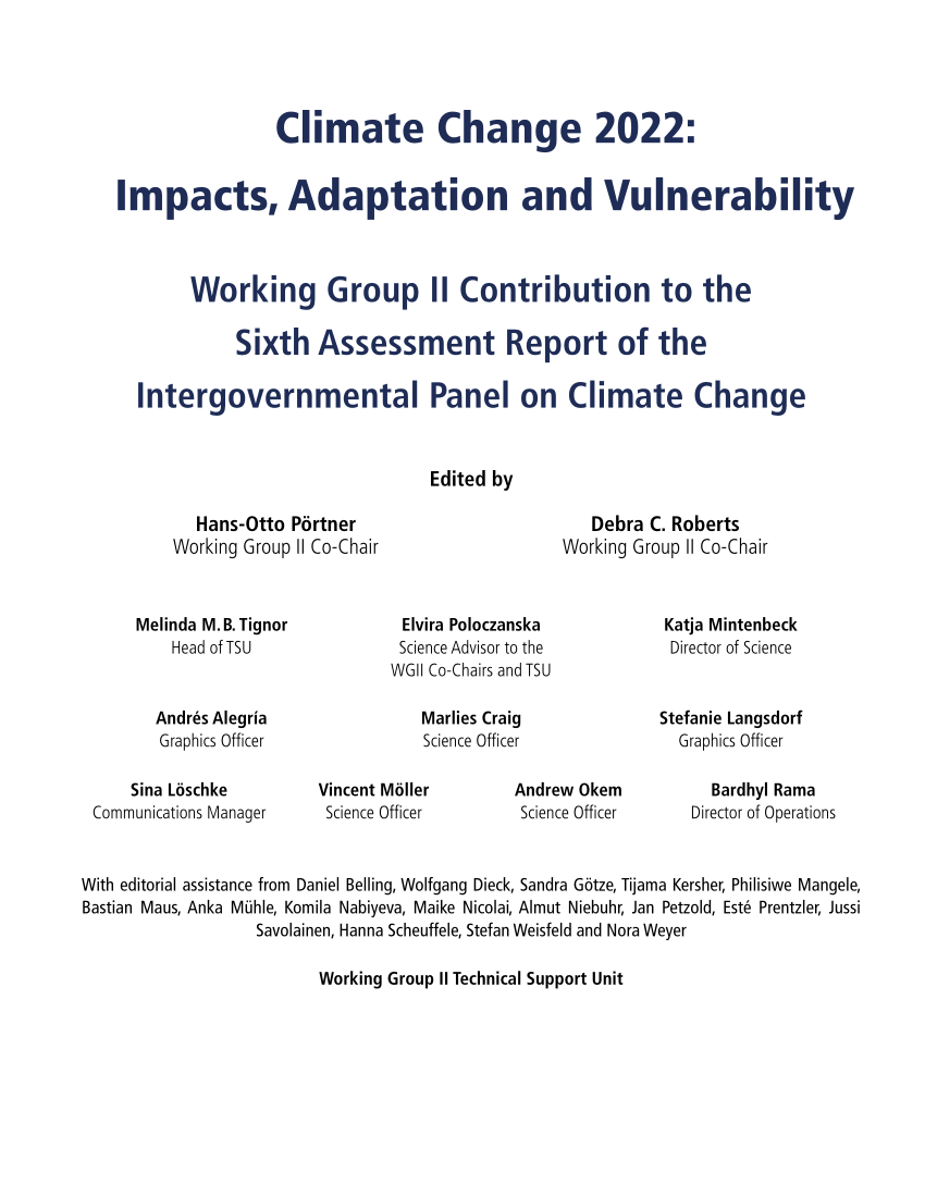 Chapter 12: Central and South America  Climate Change 2022: Impacts,  Adaptation and Vulnerability