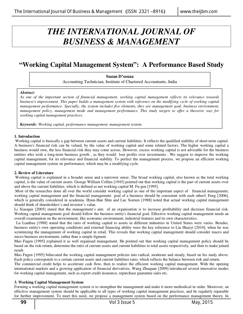 master thesis working capital management