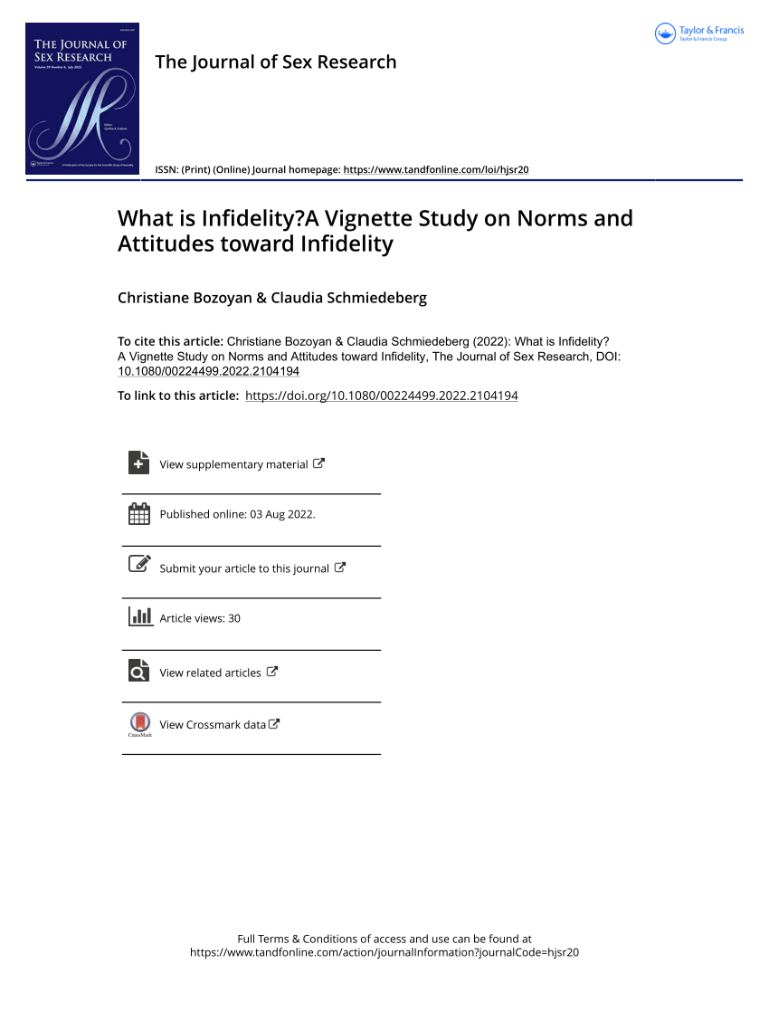 PDF) What is Infidelity?A Vignette Study on Norms and Attitudes toward  Infidelity