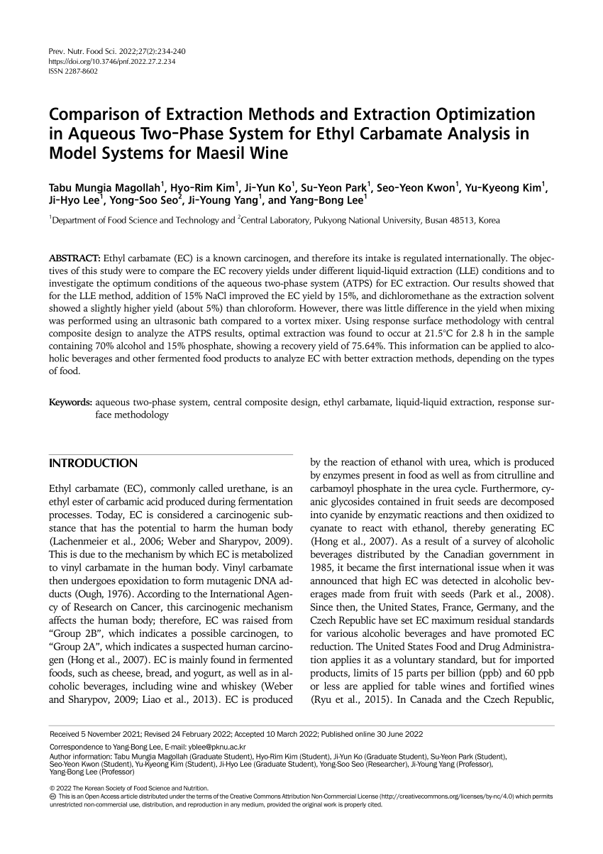 Pdf Comparison Of Extraction Methods And Extraction Optimization In Aqueous Two Phase System