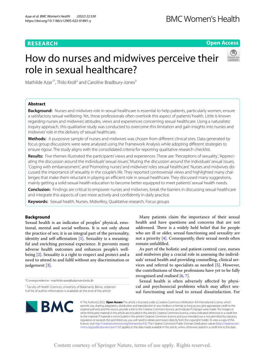 PDF) How do nurses and midwives perceive their role in sexual healthcare?