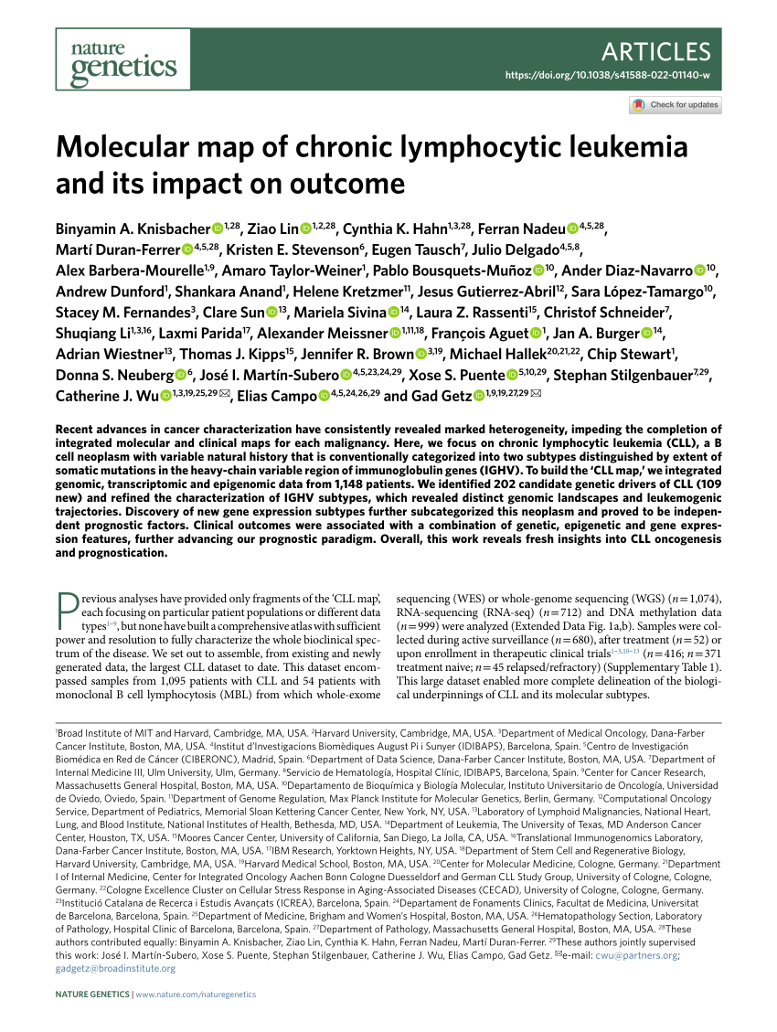 PDF) Molecular map of chronic lymphocytic leukemia and its impact on outcome