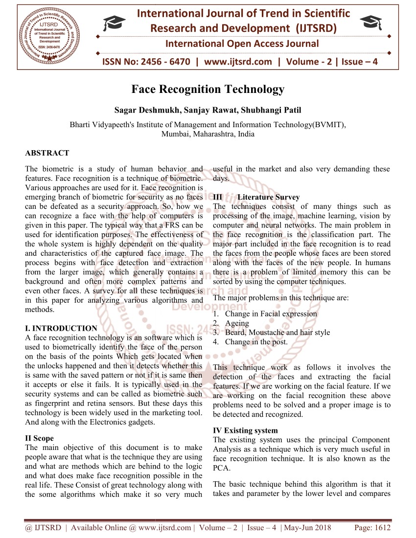 latest research papers on face recognition