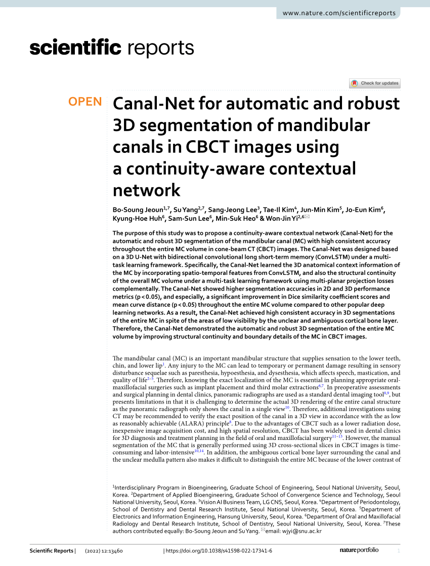 Canal-Net for automatic and robust 3D segmentation of mandibular canals in  CBCT images using a continuity-aware contextual network