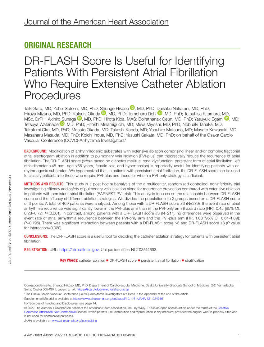 DR‐FLASH Score Is Useful for Identifying Patients With Persistent Atrial  Fibrillation Who Require Extensive Catheter Ablation Procedures
