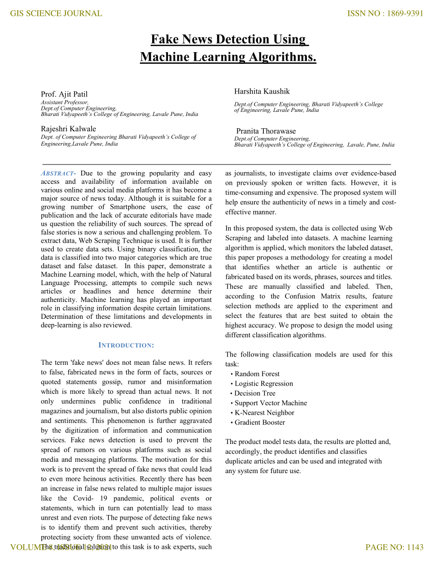 fake news detection using machine learning research papers