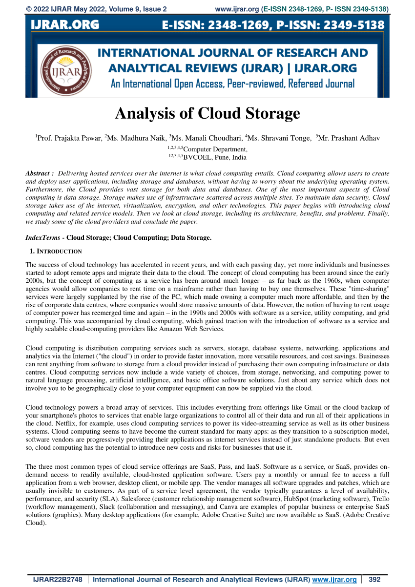 cloud storage research paper pdf