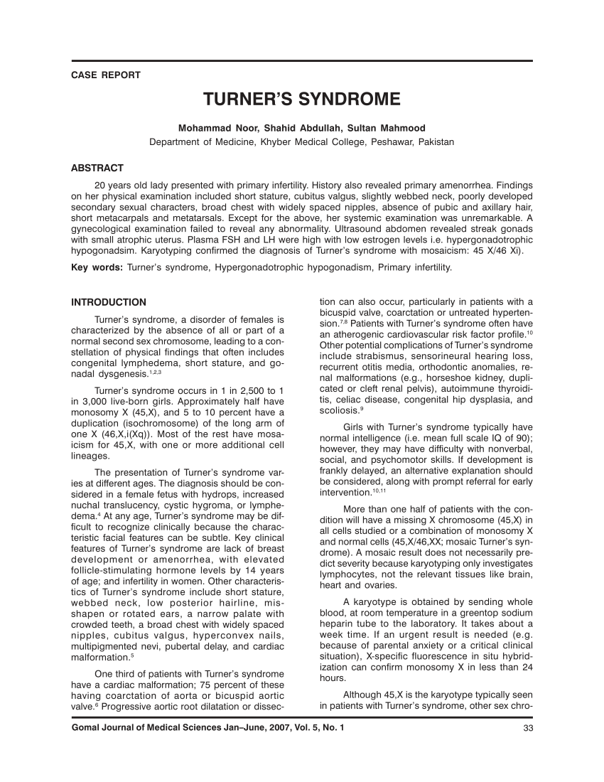 essay on turner syndrome