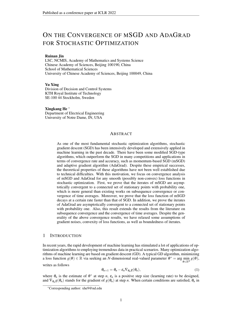 (PDF) Published as a conference paper at ICLR 2022 ON THE CONVERGENCE