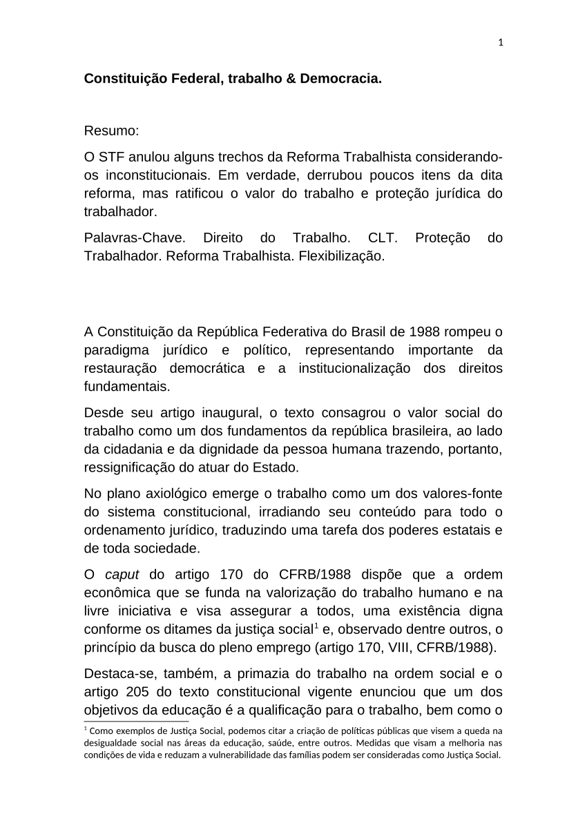 PRINCÍPIO DA PROTEÇÃO PÓS REFORMA TRABALHISTA E A RESISTÊNCIA AO RETROCESSO  SOCIAL