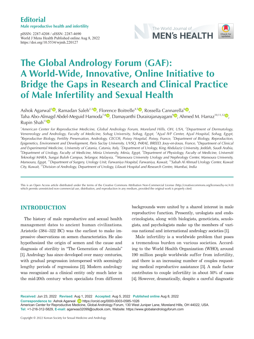 PDF The Global Andrology Forum GAF A World Wide Innovative