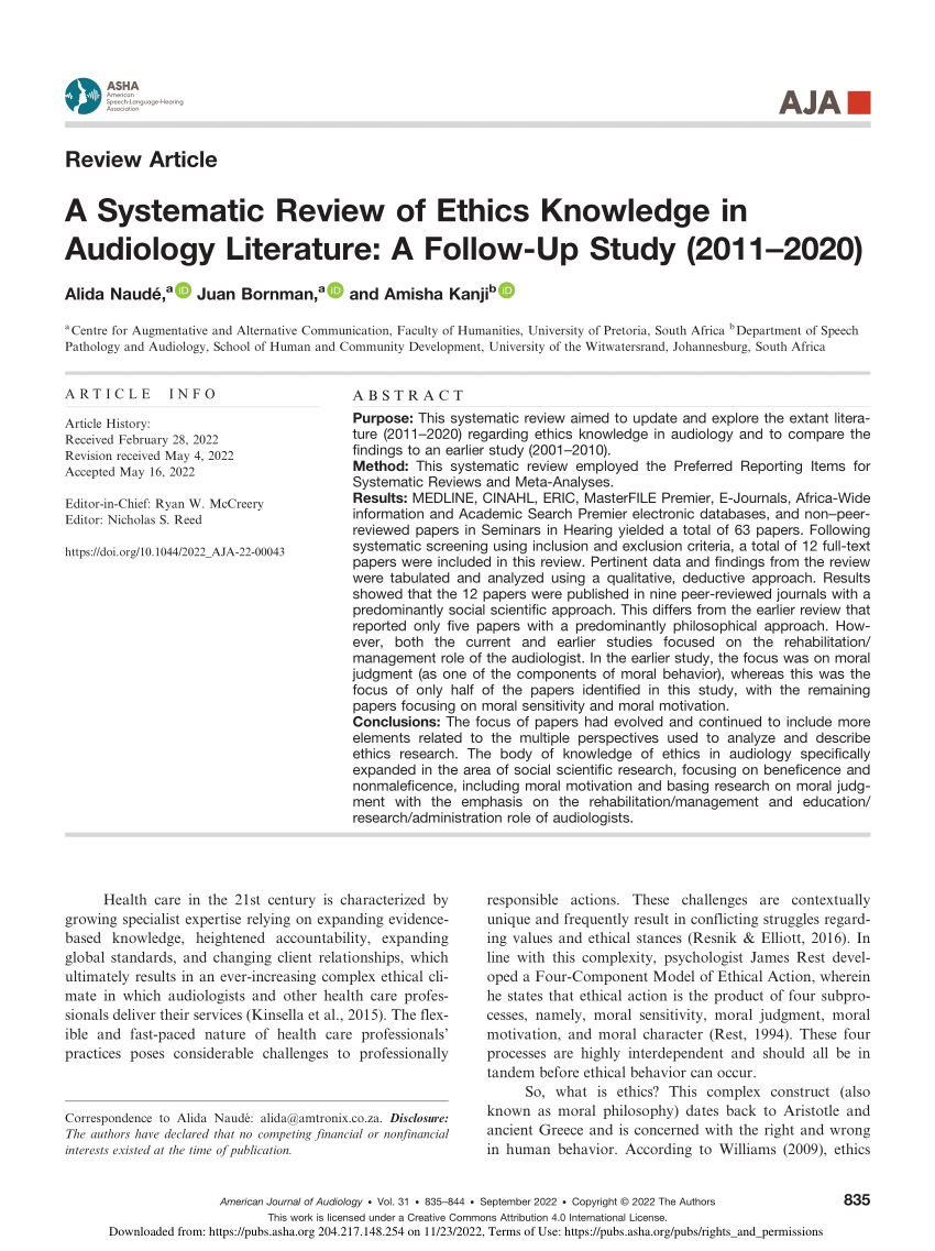 ethics in a literature review