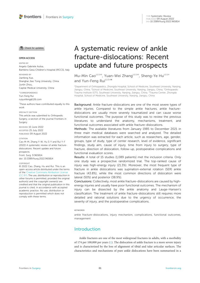OUTCOMES AFTER UNSTABLE FRACTURES OF THE ANKLE: WHAT'S NEW? A SYSTEMATIC  REVIEW
