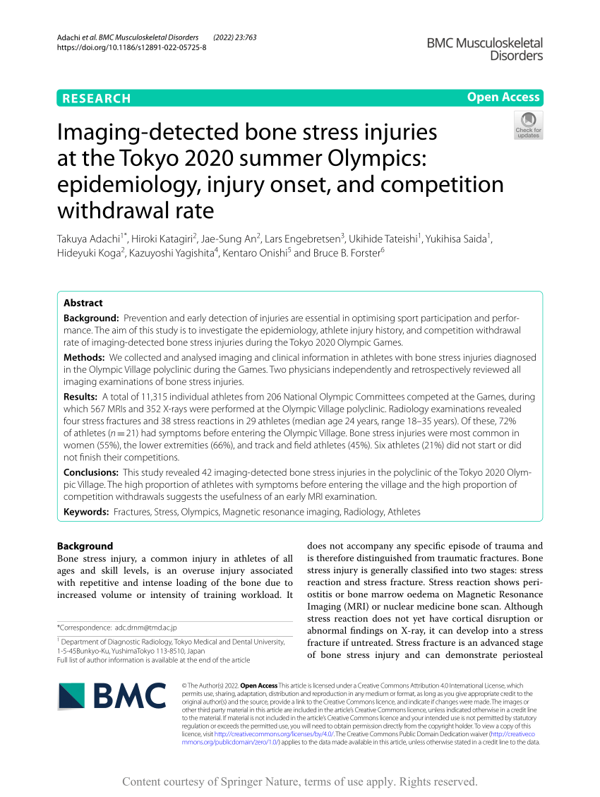 (PDF) Imagingdetected bone stress injuries at the Tokyo 2020 summer