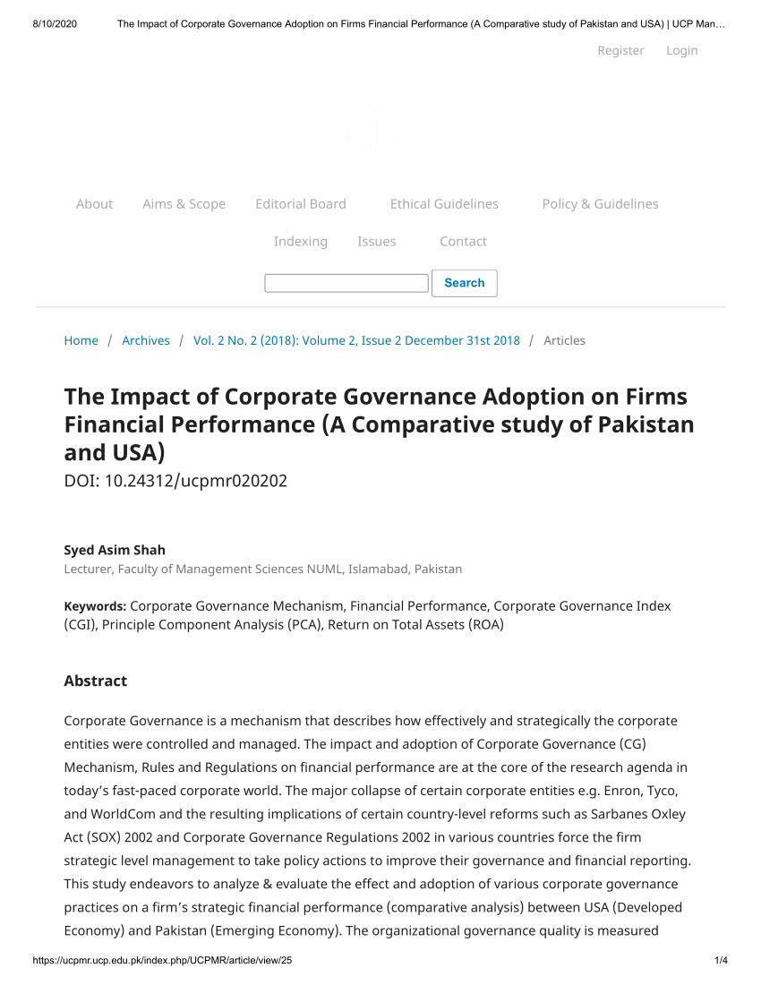 case study on corporate governance in pakistan