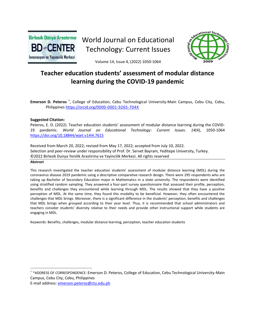 research paper about modular distance learning