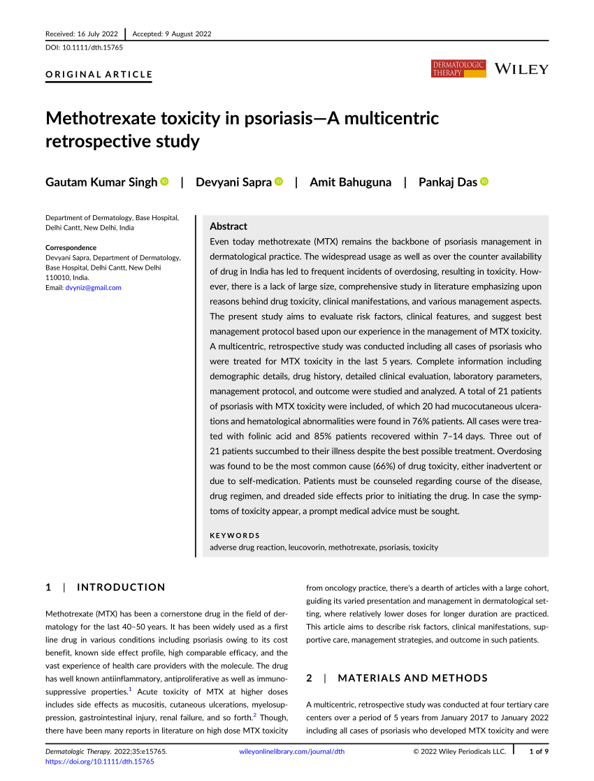overview of methotrexate toxicity a comprehensive literature review