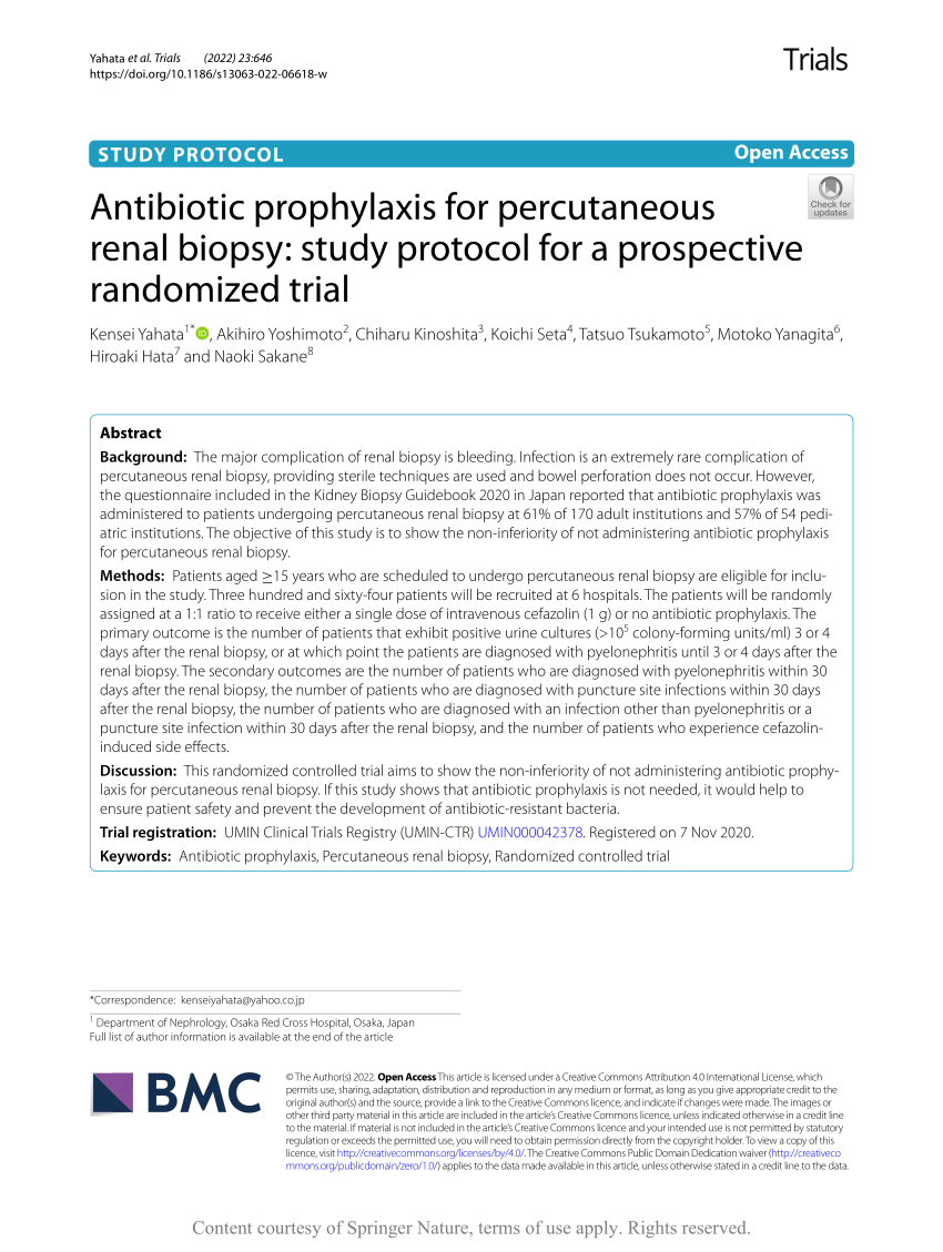 (PDF) Antibiotic prophylaxis for percutaneous renal biopsy study