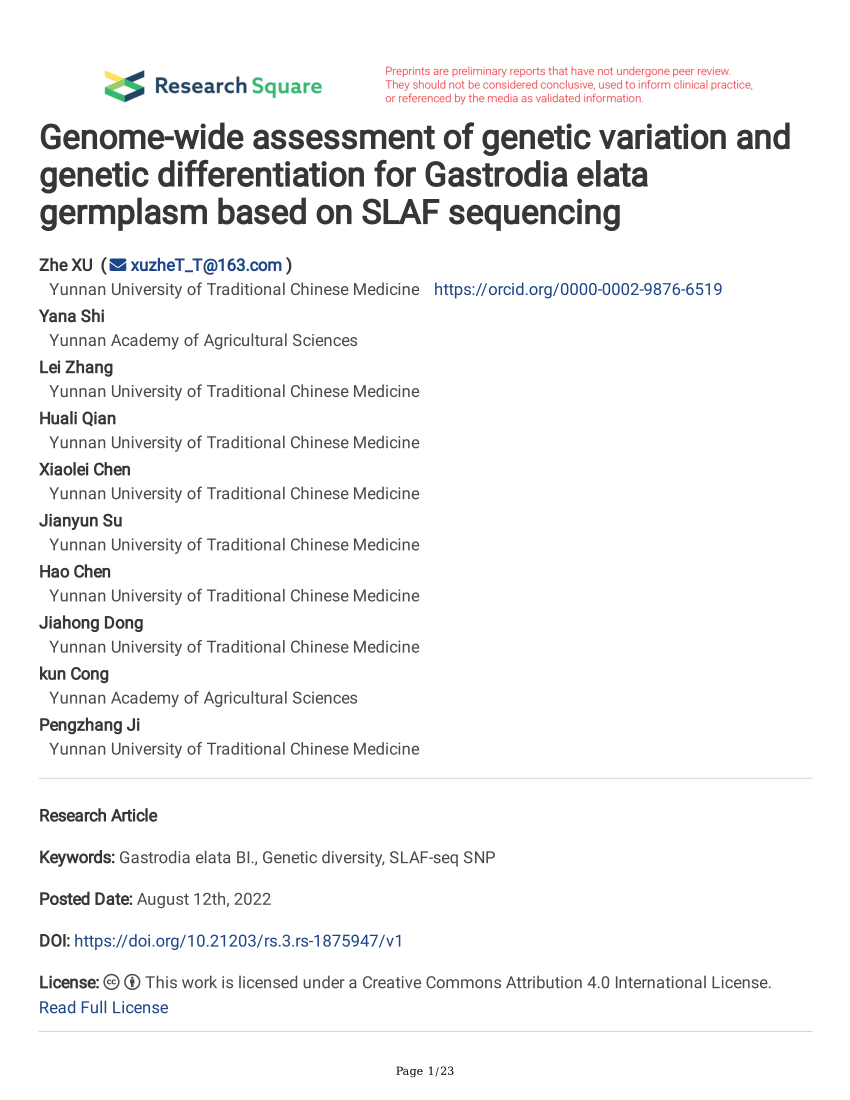 PDF) Genome-wide assessment of genetic variation and genetic 