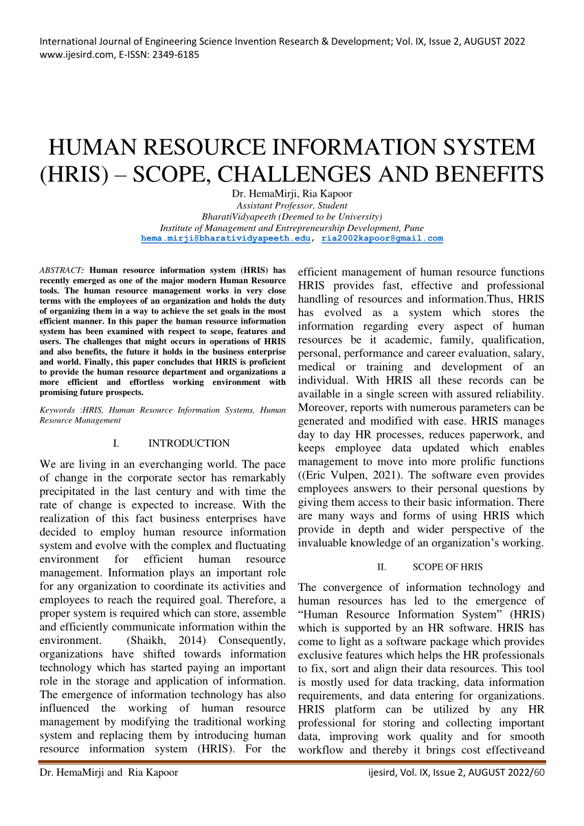 research on human resource information system