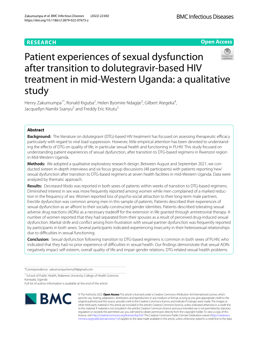 PDF Patient experiences of sexual dysfunction after transition to