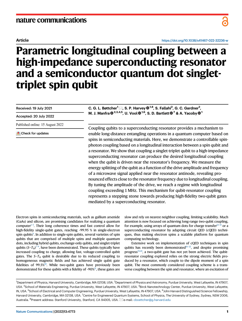 PDF) Parametric longitudinal coupling between a high-impedance