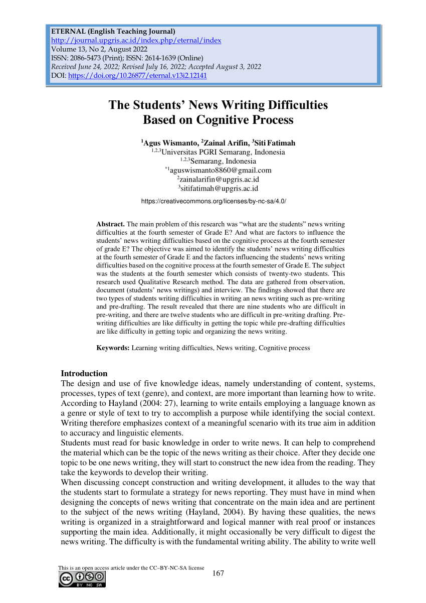 research paper about writing difficulties