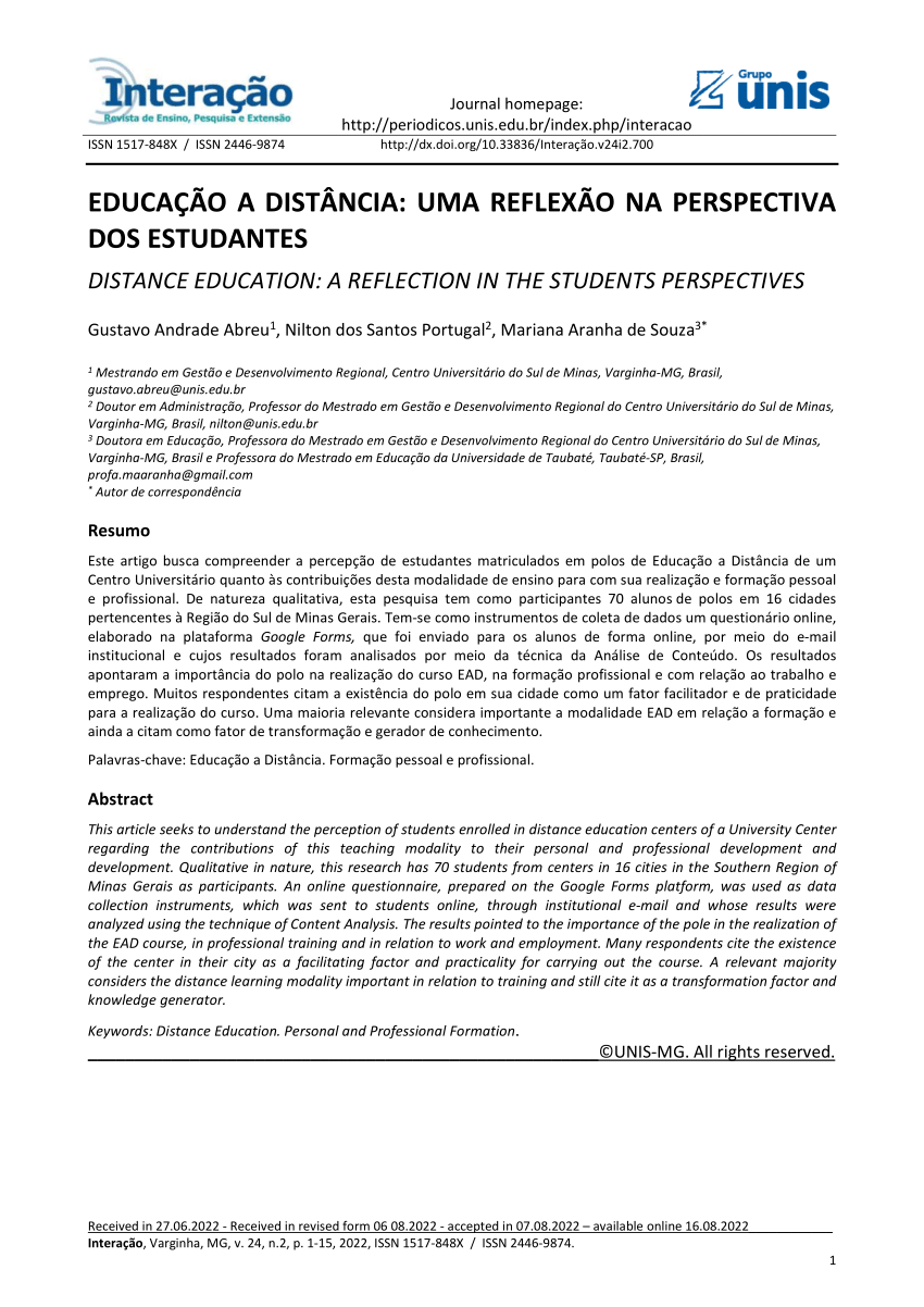 PDF) DESAFIOS DO EAD: A RELEVÂNCIA DA AMBIENTAÇÃO DOS ESTUDANTES NOS CURSOS  DE GRADUAÇÃO
