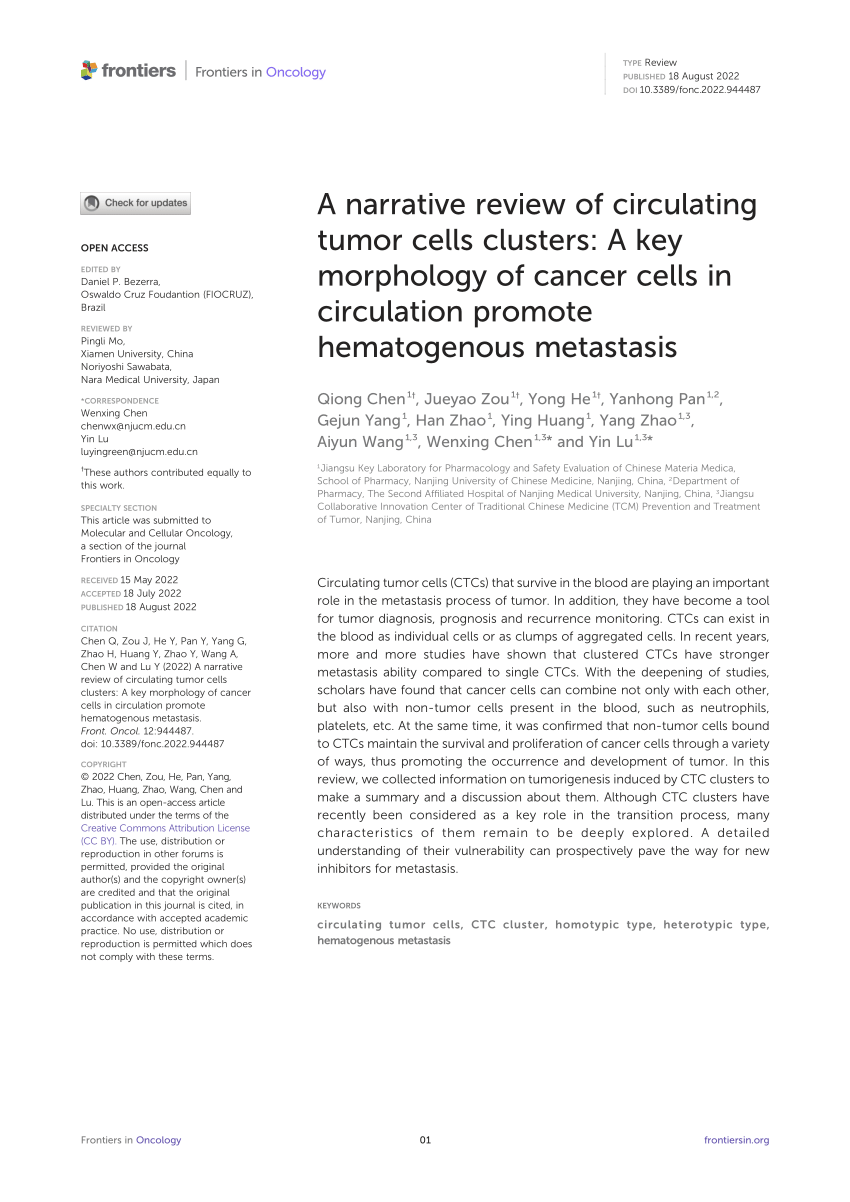 circulating tumor cells research paper