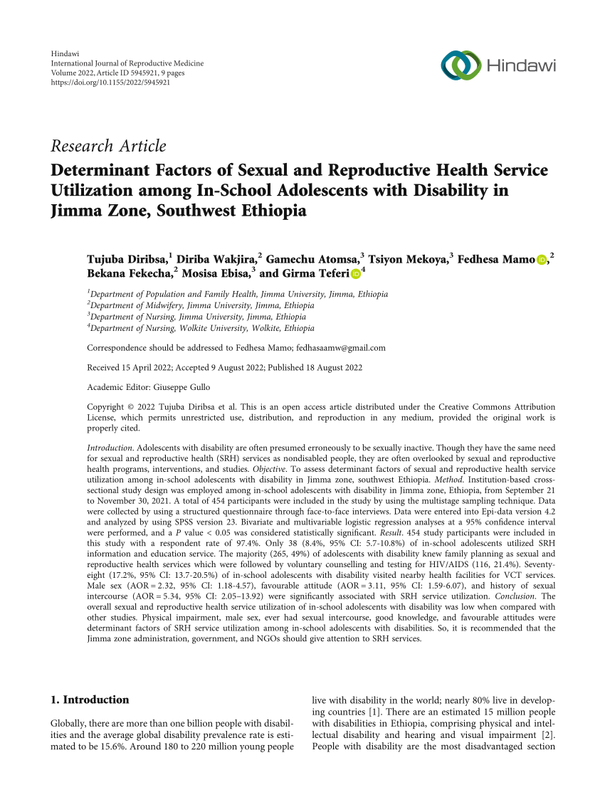 PDF Determinant Factors of Sexual and Reproductive Health Service