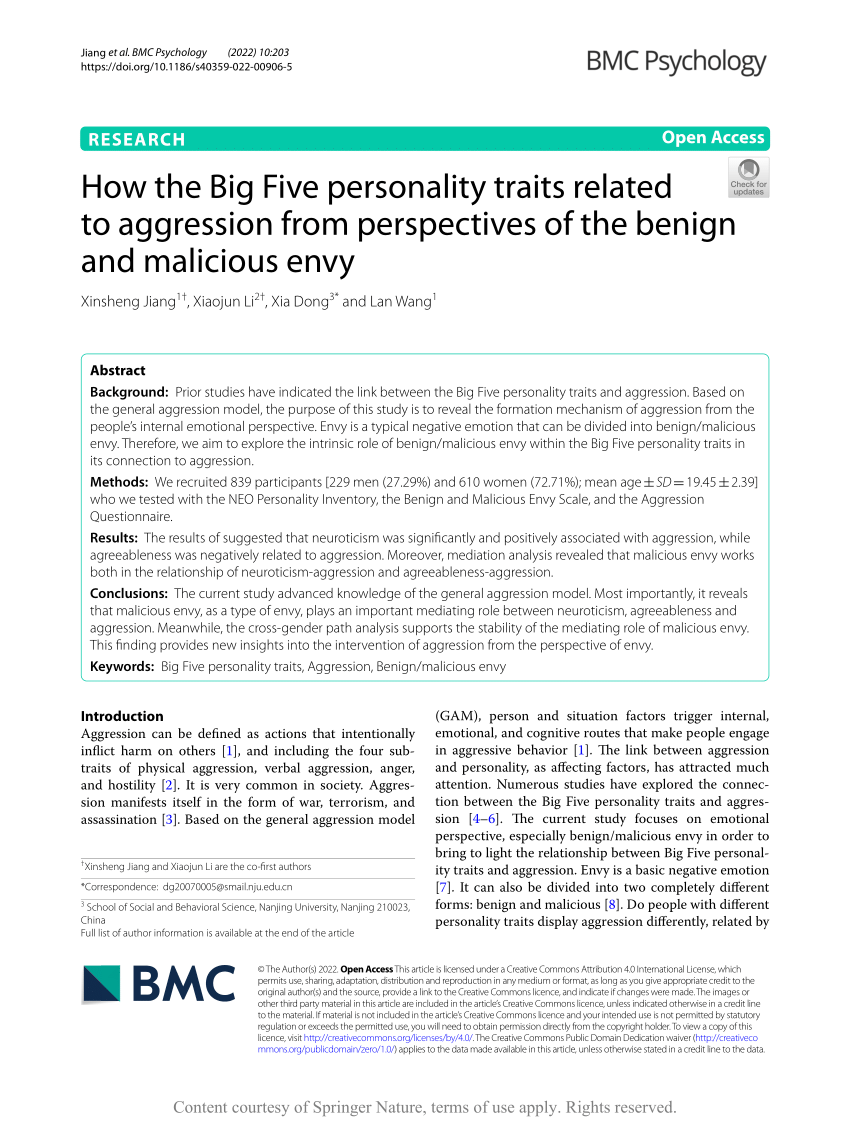 research papers on big five personality