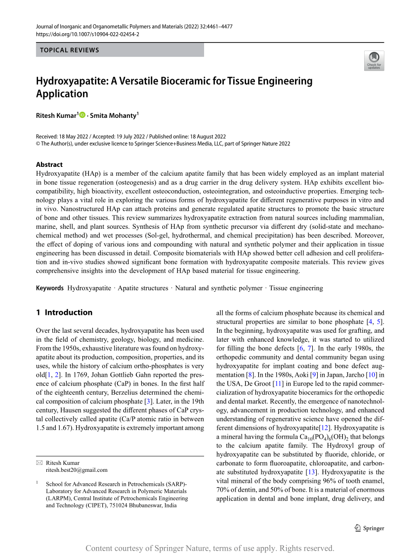 PDF) Development of hydroxiapatite porous bioceramics for use as