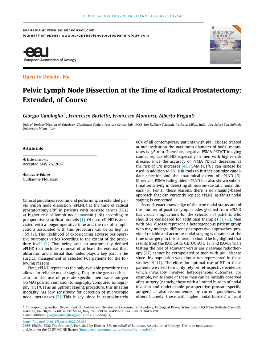 Pdf Pelvic Lymph Node Dissection At The Time Of Radical Prostatectomy